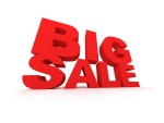 Big Sale sign in red over white background